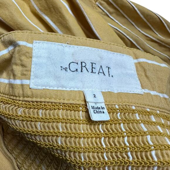 THE GREAT The Laurel Pinstripe Midi Dress Women's Size 2 US Size Medium Sunshine - Picture 9 of 10
